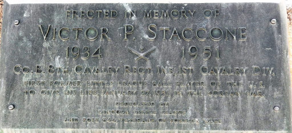 VICTOR P. STACCONE WAR MEMORIAL PLAQUE