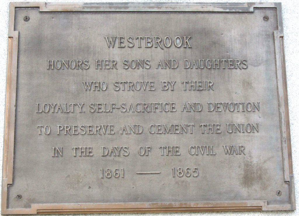 WESTBROOK CIVIL WAR MEMORIAL PLAQUE A