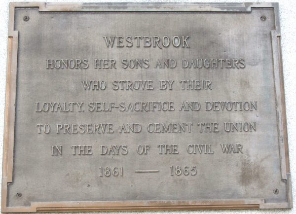 WESTBROOK CIVIL WAR MEMORIAL PLAQUE A