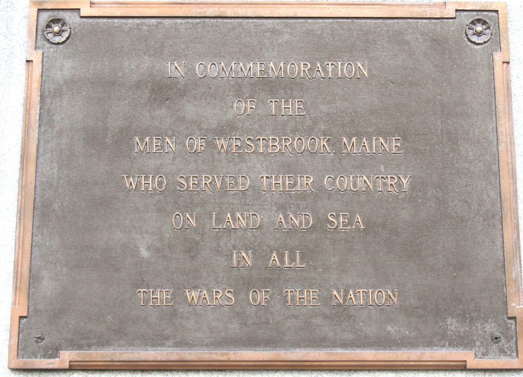 WESTBROOK CIVIL WAR MEMORIAL PLAQUE B