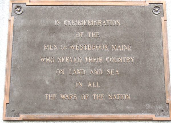WESTBROOK CIVIL WAR MEMORIAL PLAQUE B