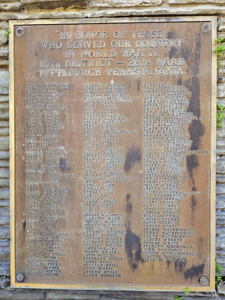 15TH DISTRICT-26TH WARD WAR MEMORIAL PLAQUE A