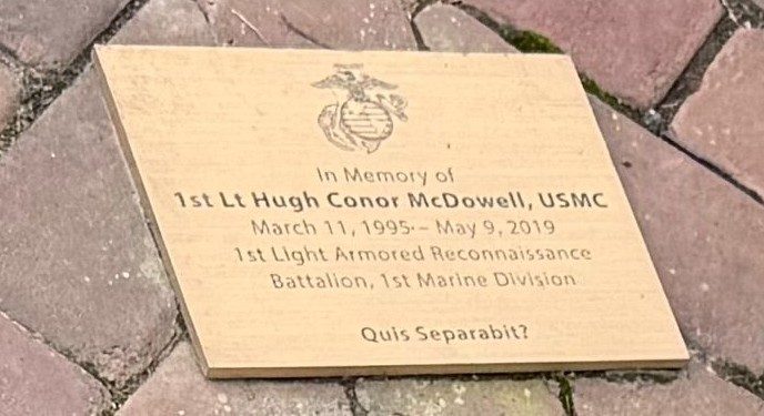 1ST LT HUGH CONOR MCDOWELL, USMC WAR MEMORIAL PLAQUE