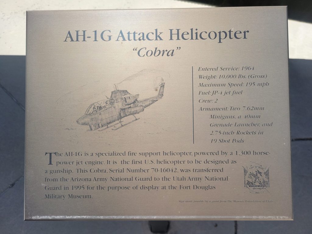 AH-1G ATTACK HELICOPTER “COBRA” WAR MEMORIAL PLAQUE