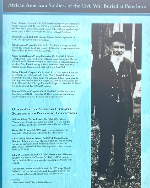 AFRICAN AMERICAN SOLDIERS OF THE CIVIL WAR BURIED AT PETERBORO MEMORIAL PANEL