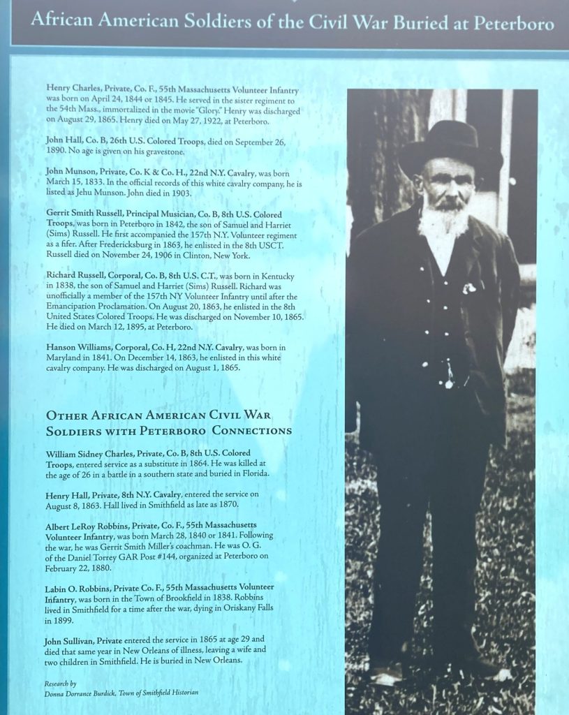 AFRICAN AMERICAN SOLDIERS OF THE CIVIL WAR BURIED AT PETERBORO MEMORIAL PANEL