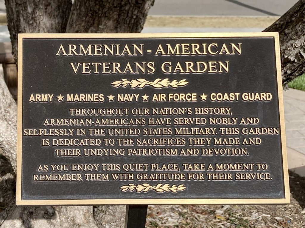 ARMENIAN-AMERICAN VETERANS GARDEN MEMORIAL PLAQUE