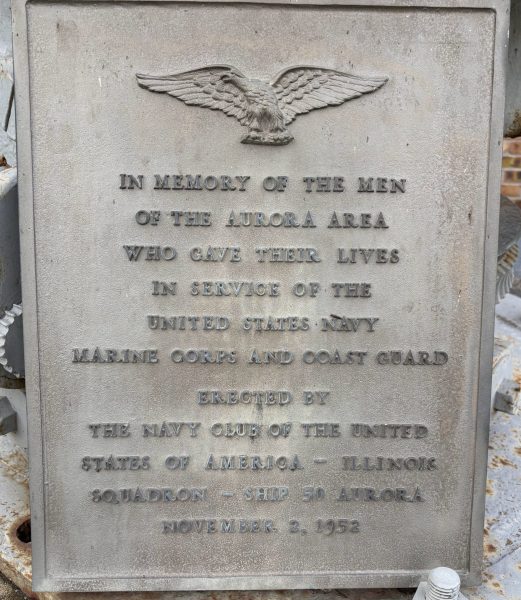 AURORA AREA UNITED STATES NAVY, MARINE CORPS AND COAST GUARD SUPREME SACRIFICE WAR MEMORIAL GUN PLAQUE