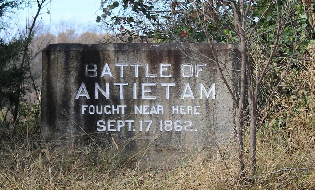 BATTLE OF ANTIETAM FOUGHT NEAR HERE SEPT. 17 1862 MEMORIAL STONE