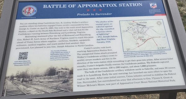 BATTLE OF APPOMATTOX STATION PRELUDE TO SURRENDER WAR MEMORIAL PANEL