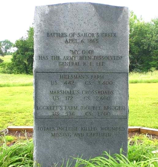 BATTLE OF SAILORS CREEK WAR MEMORIAL FRONT