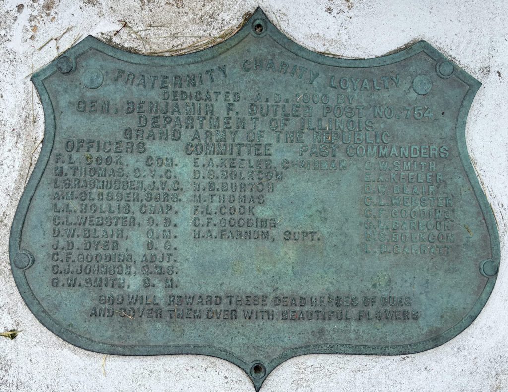 BENJAMIN F. BUTLER POST 754 G.A.R. CIVIL WAR MEMORIAL PLAQUE