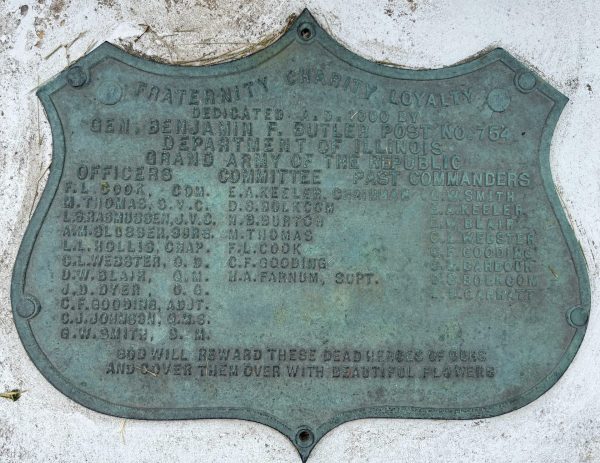 BENJAMIN F. BUTLER POST 754 G.A.R. CIVIL WAR MEMORIAL PLAQUE