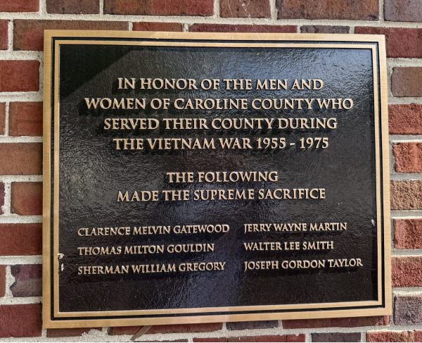 CAROLINE COUNTY VIETNAM WAR SUPREME SACRIFICE MEMORIAL PLAQUE