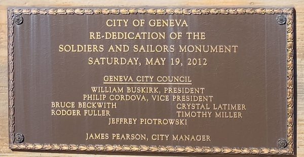 CITY OF GENEVA SOLDIERS AND SAILORS MONUMENT PLAQUE C
