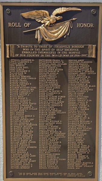 CORAOPOLIS BOROUG WORLD WAR ROLL OF HONOR MEMORIAL PLAQUE B