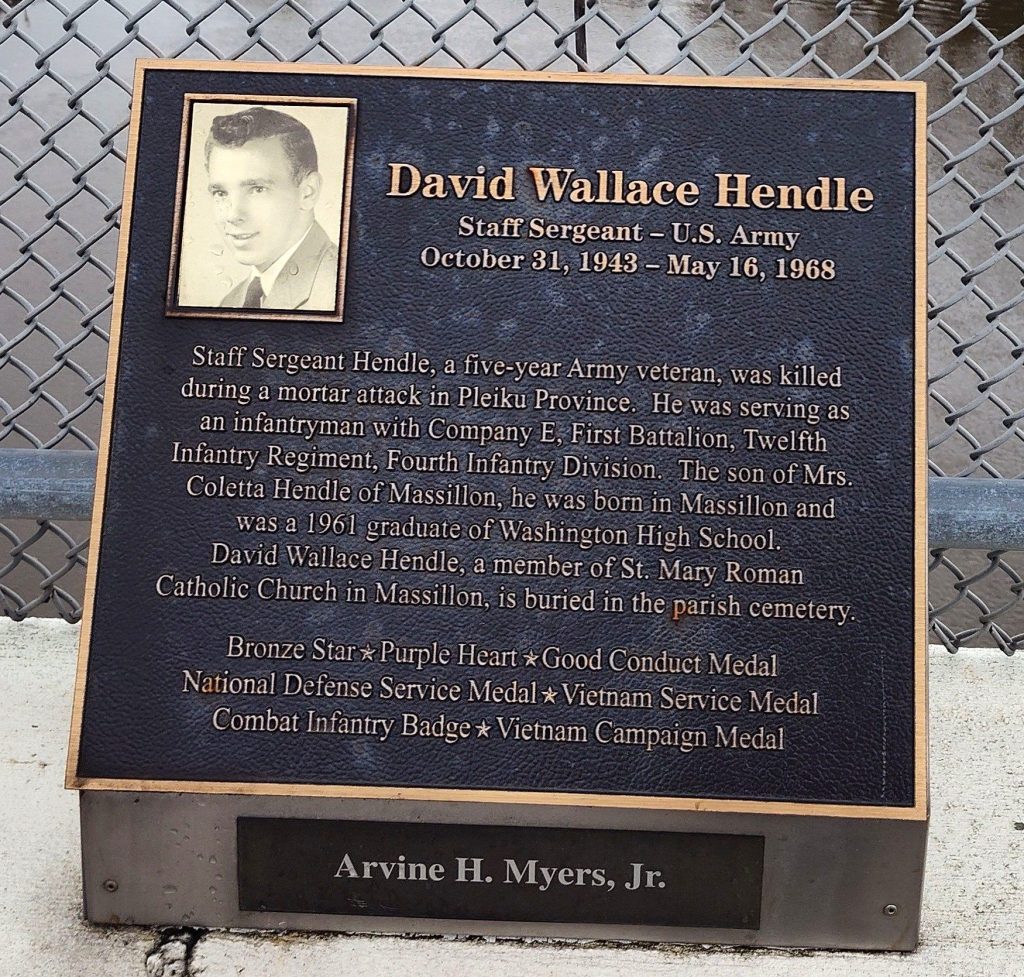 DAVID WALLACE HENDLE WAR MEMORIAL PLAQUE