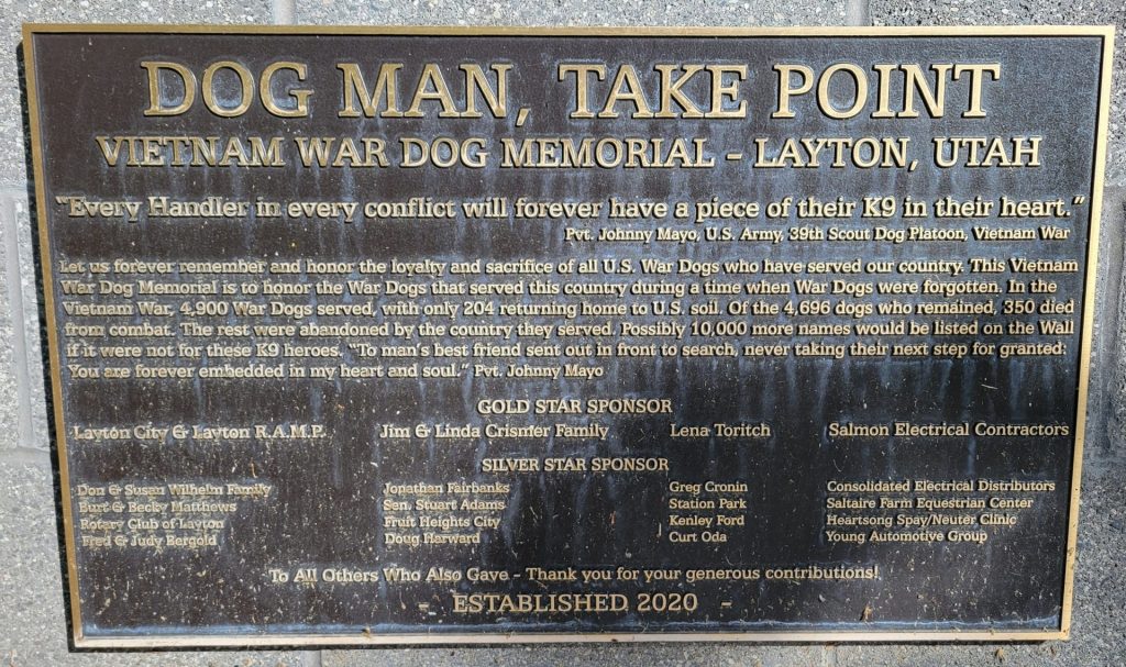 DOG MAN, TAKE POINT WAR MEMORIAL PLAQUE