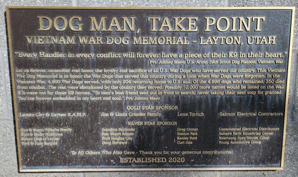 DOG MAN, TAKE POINT WAR MEMORIAL PLAQUE