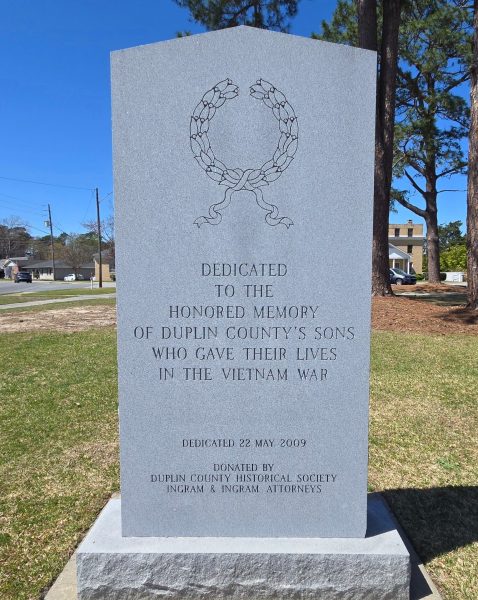 DUPLIN COUNTY’S SUPREME SACRIFICE VIETNAM WAR MEMORIAL FRONT