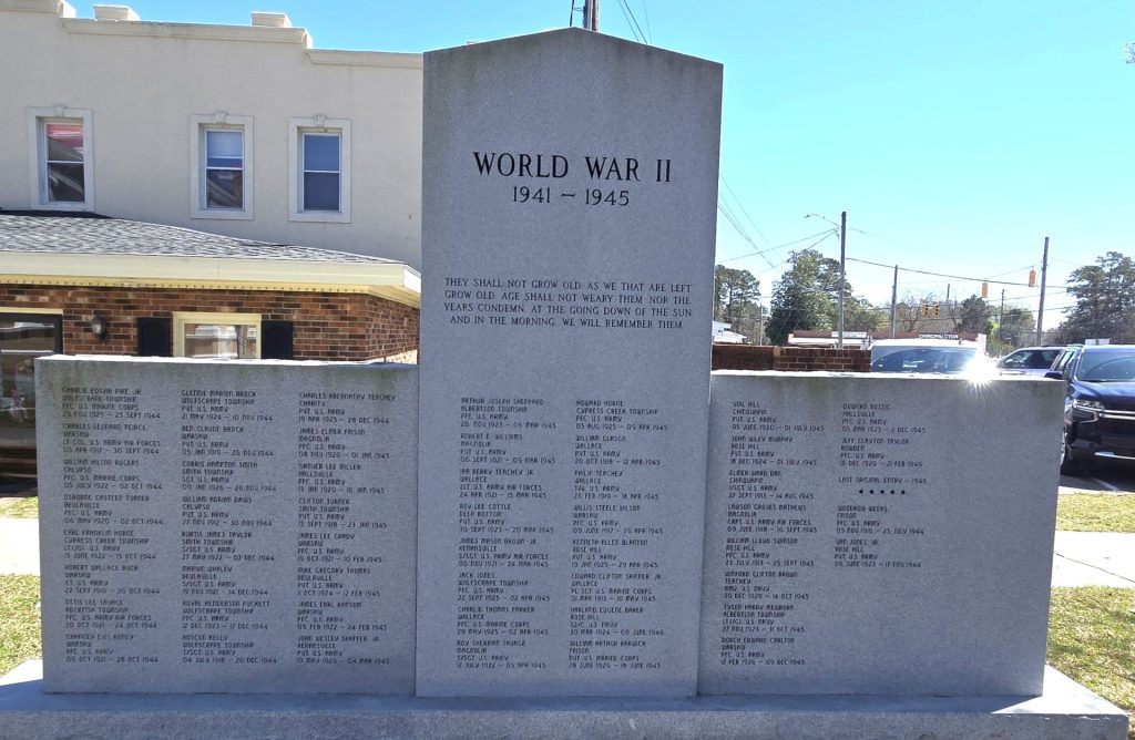 DUPLIN COUNTY’S WORLD WAR II VETERANS MEMORIAL BACK