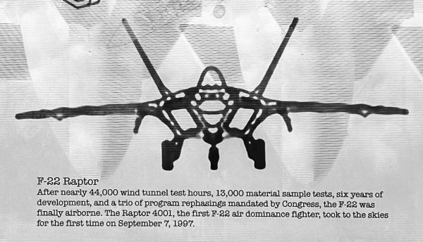 F-22 RAPTOR 1997 MEMORIAL AIRCRAFT PLAQUE