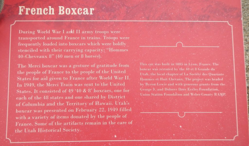 FRENCH BOXCAR OGDEN UNION STATION WAR MEMORIAL PLAQUE