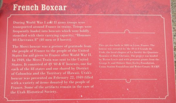 FRENCH BOXCAR OGDEN UNION STATION WAR MEMORIAL PLAQUE