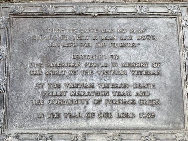 FURNACE CREEK VIETNAM VETERANS MEMORIAL FLAGPOLE PLAQUE