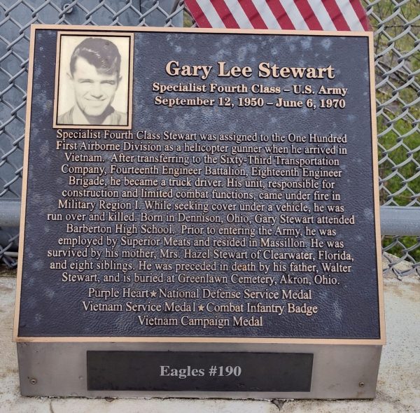 GARY LEE STEWART WAR MEMORIAL PLAQUE