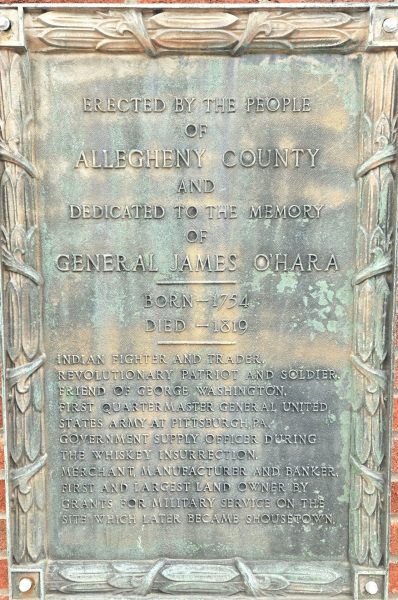 GENERAL JAMES O’HARA REVOLUTIONARY WAR MEMORIAL PLAQUE