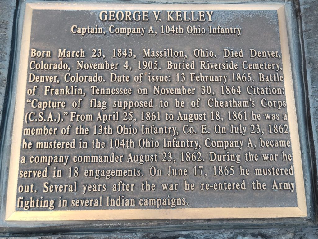 GEORGE V. KELLEY MEDAL OF HONOR WAR MEMORIAL PLAQUE