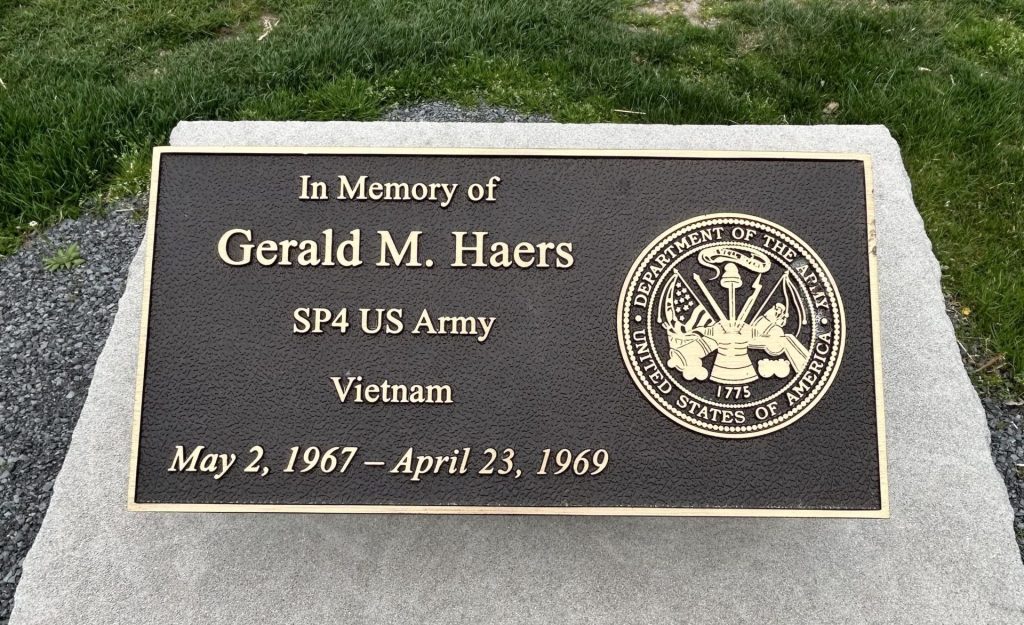 GERALD M. HAERS WAR MEMORIAL PLAQUE