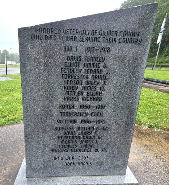 GILMER COUNTY VETERANS WHO DIED IN WAR MEMORIAL SIDE A