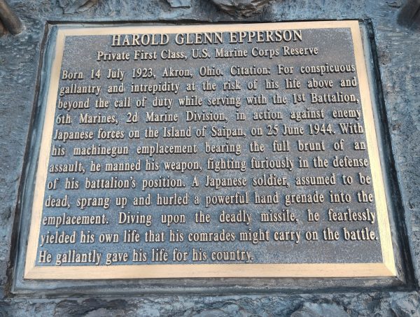 HAROLD GLENN EPPERSON MEDAL OF HONOR WAR MEMORIAL PLAQUE