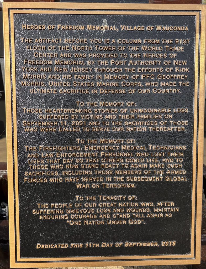 HEROES OF FREEDOM MEMORIAL PLAQUE