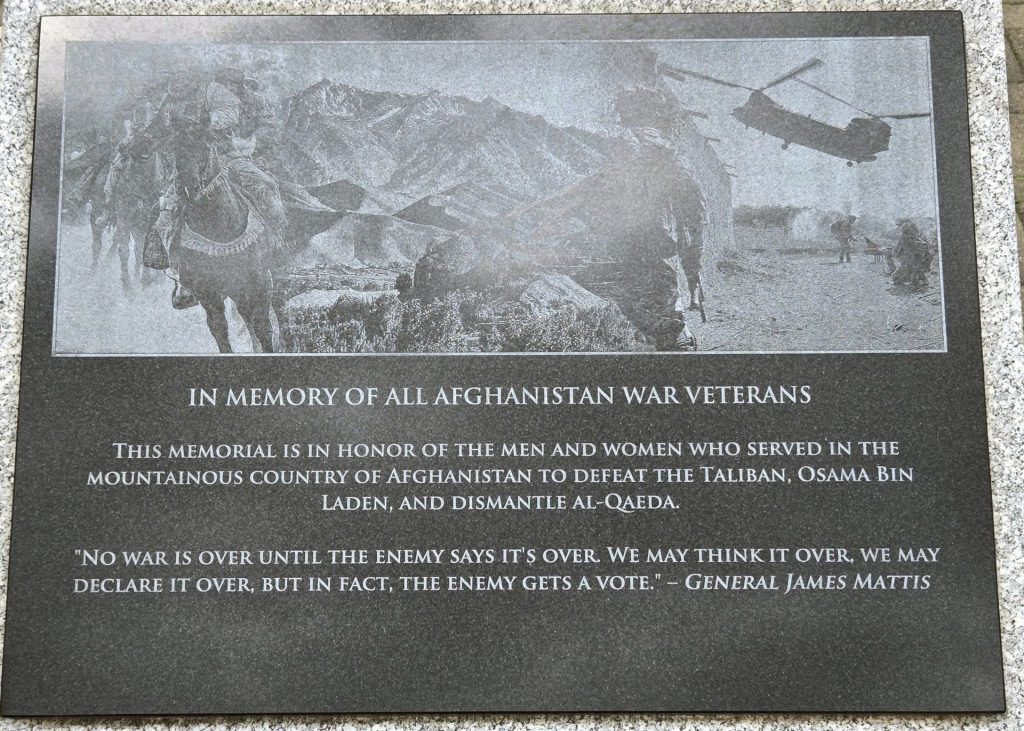 IN MEMORY OF ALL AFGHANISTAN WAR VETERANS MEMORIAL PLAQUE