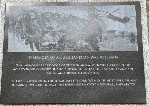 IN MEMORY OF ALL AFGHANISTAN WAR VETERANS MEMORIAL PLAQUE