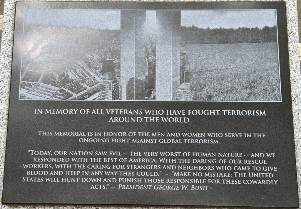 IN MEMORY OF ALL GLOBAL WAR ON TERRORISM VETERANS MEMORIAL PLAQUE