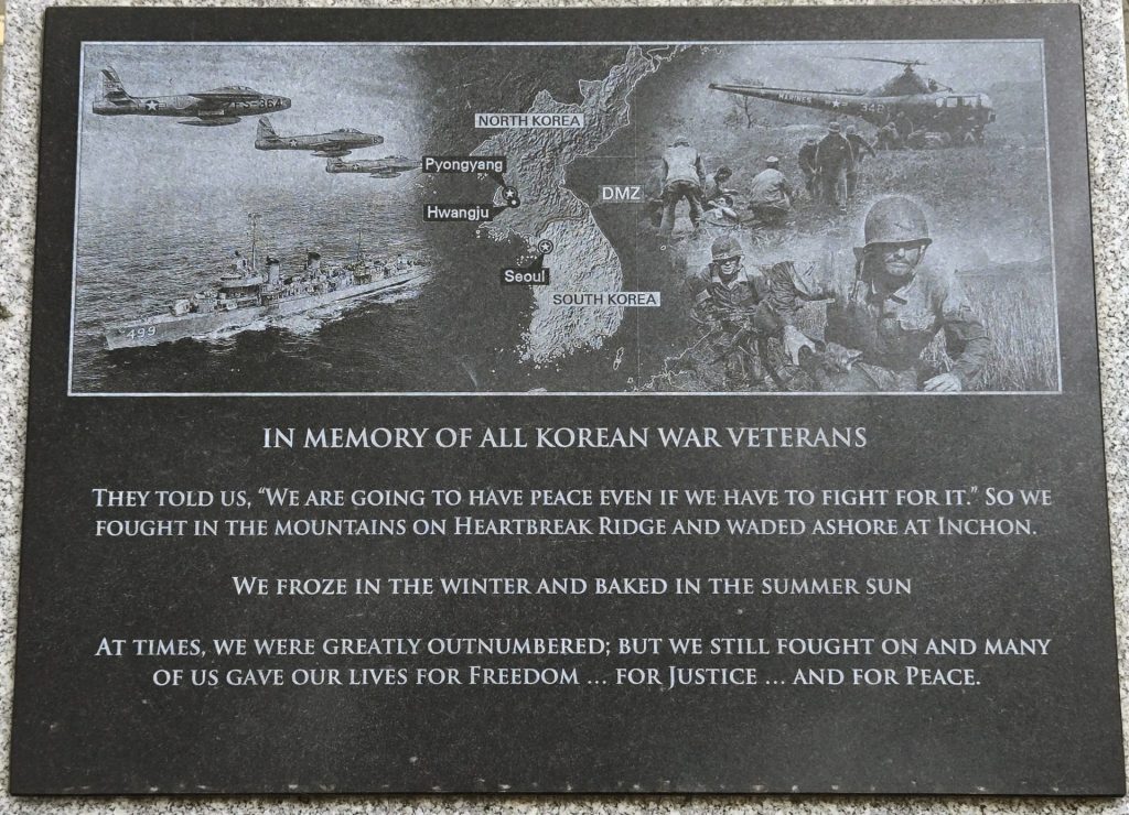 IN MEMORY OF ALL KOREAN WAR VETERANS MEMORIAL PLAQUE CORAOPOLIS