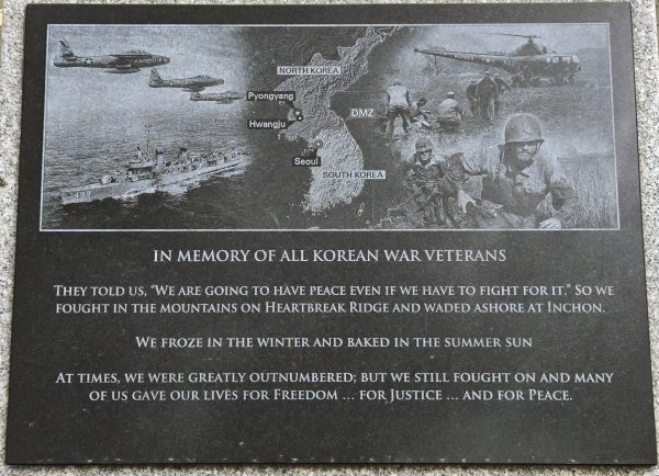 IN MEMORY OF ALL KOREAN WAR VETERANS MEMORIAL PLAQUE CORAOPOLIS