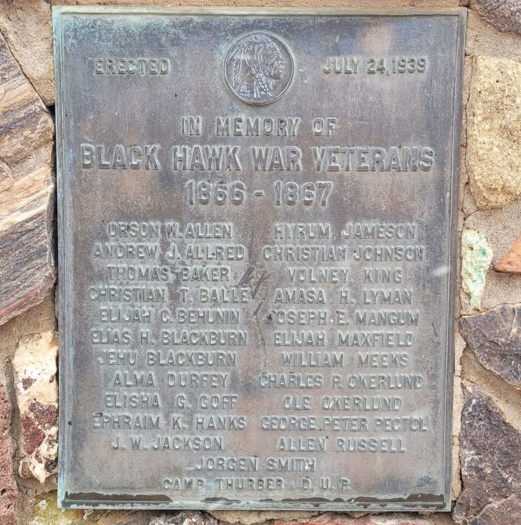 IN MEMORY OF BLACK HAWK WAR VETERANS MEMORIAL PLAQUE