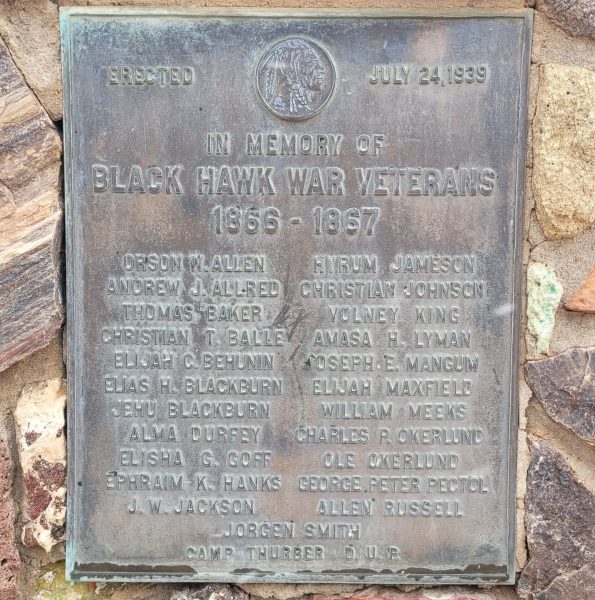 IN MEMORY OF BLACK HAWK WAR VETERANS MEMORIAL PLAQUE