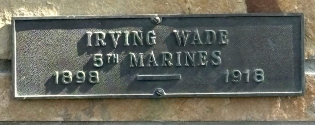 IRVING WADE WAR MEMORIAL PLAQUE