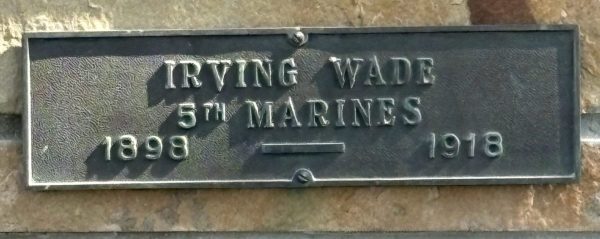 IRVING WADE WAR MEMORIAL PLAQUE