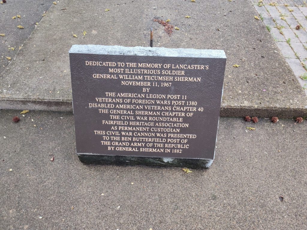 LANCASTER GENERAL WILLIAM TECUMSEH SHERMAN WAR MEMORIAL TABLET