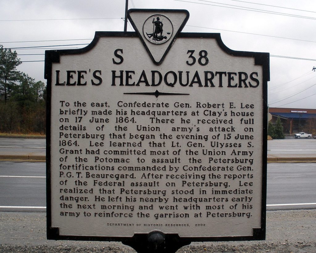 LEE’S HEADQUARTERS WAR MEMORIAL MARKER