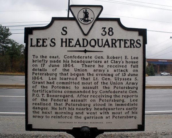 LEE’S HEADQUARTERS WAR MEMORIAL MARKER