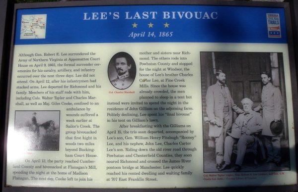 LEE’S LAST BIVOUAC WAR MEMORIAL PANEL