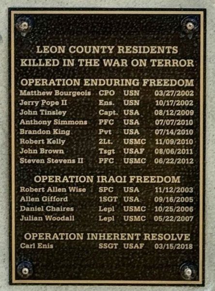LEON COUNTY WAR ON TERROR MEMORIAL PLAQUE